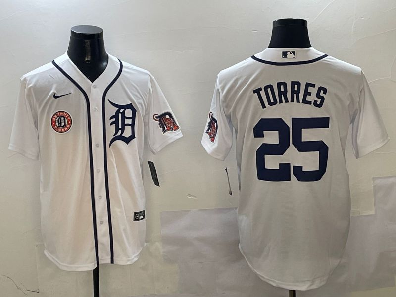Men Detroit Tigers 25 Torres White Game 2025 Nike MLB Jersey style 3125
